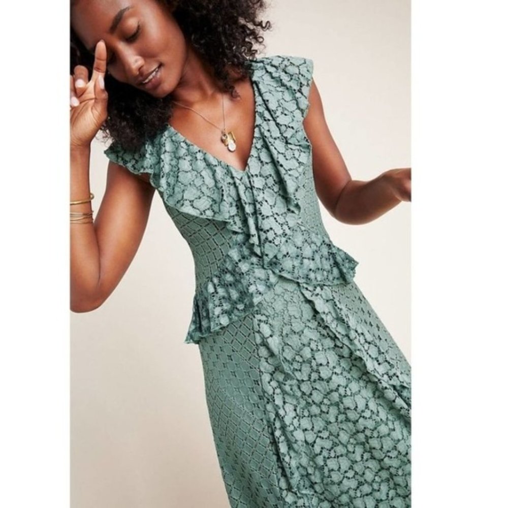 Anthropologie Antoinette Ruffled Midi Dress 8